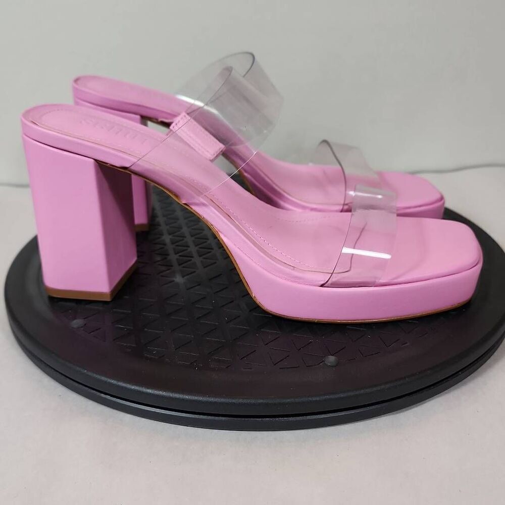 Schutz Ariella Womens Platform Sandals Size 8B Pink with Clear Straps